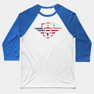 Letter V American Flag Monogram Initial Baseball T-Shirt